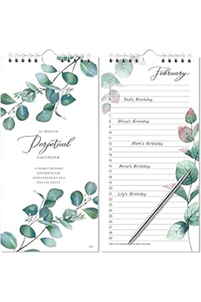 Generic Perpetual Calendar - 12-Month Undated Calendar from Jan. to Dec., 5'' X10'' Perpetual Calendar for R