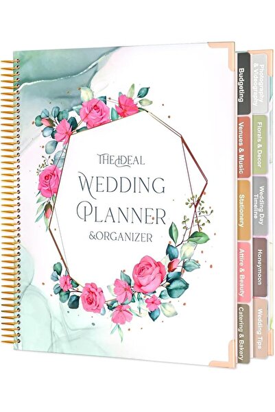 Generic Wedding Planning Book and Organizer, 176 Page Bridal Planner, 9.2" x 11.4", Includes Stickers, Check