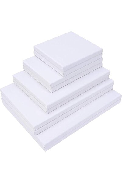 Generic Stretched White Blank Canvas Artist Canvas Board Wood Painting Panel Boards for DIY Drawing 10 Pcs