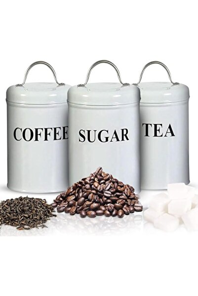 Generic Eoptify 1L Pack of 3 Coffee Container, Tea Container, Sugar Container, Kitchen Steel Storage Jar, Co