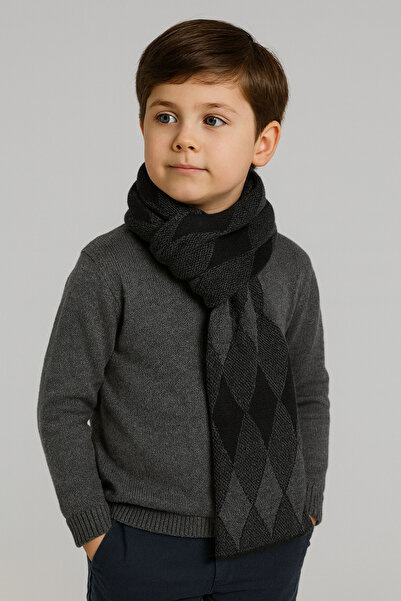 Sebir Moda Baklava Patterned Knitwear Children's Scarf (5-10 Years Old, 30X140Cm)