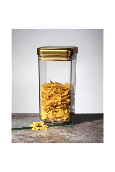 Generic Orchid Gold Acrylic Square Canister, Acrylic Jars With Airtight Lids, Canister Jar Set for Kitchen,