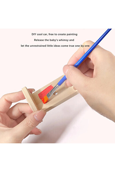 Picodino Wooden Car Set to Assemble and Paint – 3 DIY Kits with Paints, Brushes and Stickers