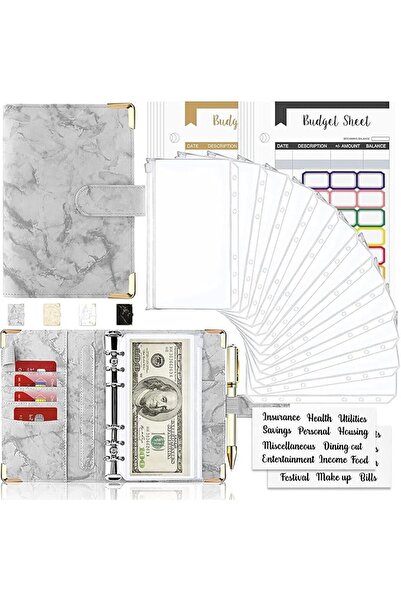 Generic مجلد ميزانية مع مظاريف نقدية للميزانية، منظم أموال، 12 قطعة من مجلدات توفير المال ذات 6 حلقات (