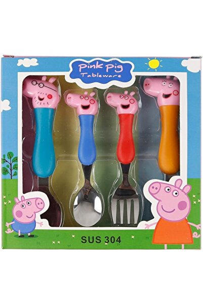 Generic Peppa Set Kids Spoon Fork Children Baby Tableware, Multicolor, PPS-01