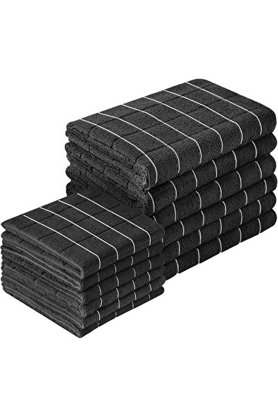 Generic Microfiber Kitchen Towels and Dishcloths Set, 26 X 18 Inch and 12 X 12 Inch, Set of 12 Bulk Lint Fre