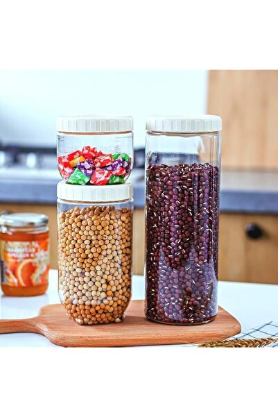 Generic CBLDF Glass Jars with Screw Airtight Lids, Clear Glass Storage Jars Storage Containers, Kitchen Orga