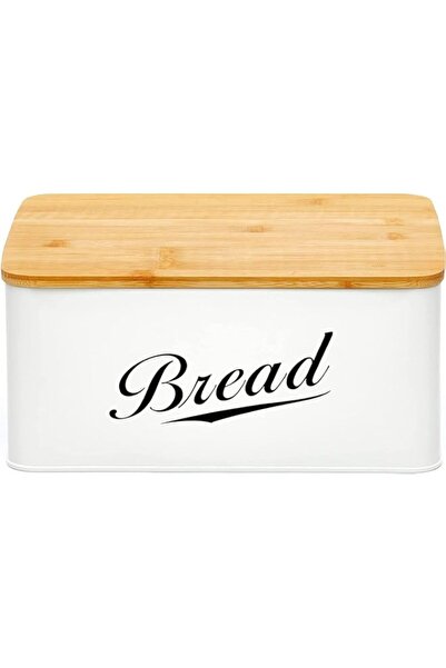 Generic MahMir Modern Metal Bread Box with Bamboo Cutting Board Lid - Bread Storage Container for Kitchen Co