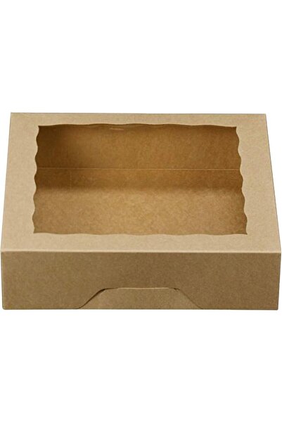 Generic 10inch Natural Kraft Bakery Pie Boxes With PVC Windows,Large Cookie box 10x10x2.5inch 12 of Pack (Br