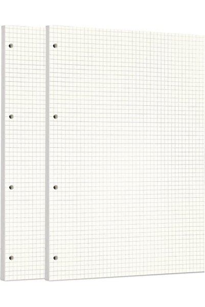 Generic 2 Pack A4 90 Sheets/180 Pages Squared Loose Leaf Punched Paper Refills Paper for 4 Hole Binder Perso