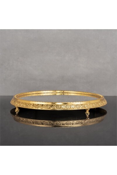 Hinora Cast Iron Mirrored Round Stylish Jardiner Bathroom Tray Perfume Holder 27X27X3Cm