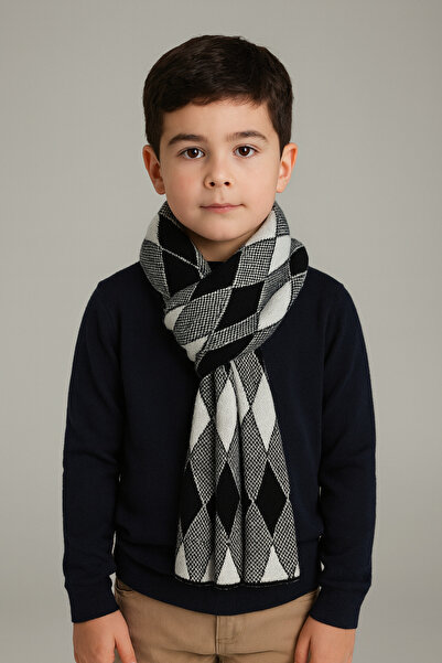 Sebir Moda Baklava Patterned Knitwear Children's Scarf (5-10 Years Old, 30X140Cm)