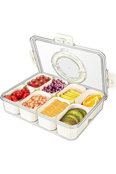 Generic صينية تقديم مقسمة من لونغزو مع غطاء ومقبض، حاوية تخزين طعام محمولة، ص...