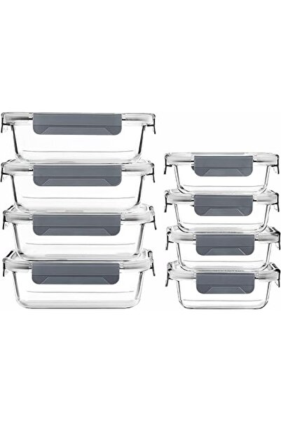 Generic عبوة من 8 حاويات زجاجية لتحضير الوجبات مع أغطية سريعة الإغلاق، حاويات...