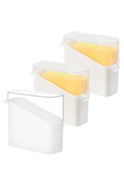 Generic TERRIFI 3 Packs Sliced Cheese Holder with Lid, Plastic Cheese Storage Organizer, Cheese Container fo