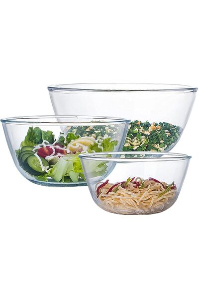 Generic Glass Mixing Bowl Set of 3 for Kitchen, Baking, Prepping, Serving, Cooking 1.1QT, 2.5QT, 4.2QT Large