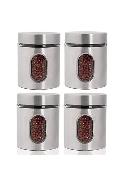 Generic GGEROU Stainless Steel Food Storage Canister Sets with Glass Visible Window & Airtight Lids,Set of 4