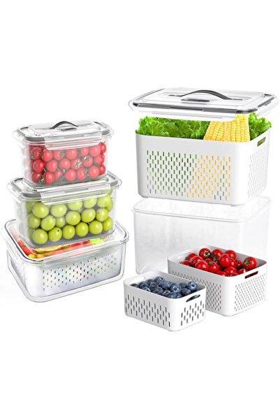 Generic مجموعة علب تخزين الفاكهة من بي بيبيتا، 4 قطع، للثلاجة، مزودة بأغطية و...