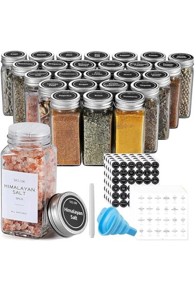 Generic FUFU 24 Pcs Spice Jars with Labels - Glass Spice Jars with Shaker Lids, Minimalist Spice Labels Stic