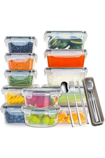 Generic 12 PCS Airtight Food Storage Containers with cutlery set, food box, Re-usable Plastic Food Container