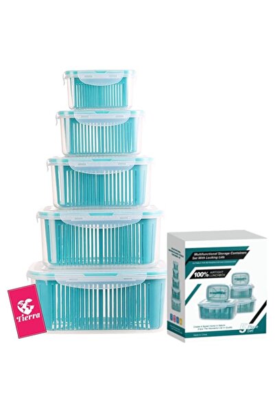 Generic TIERRA Fridge Food Containers [Set of 5], Fridge Organizers and Storage for Fresh Vegetable & Fruit