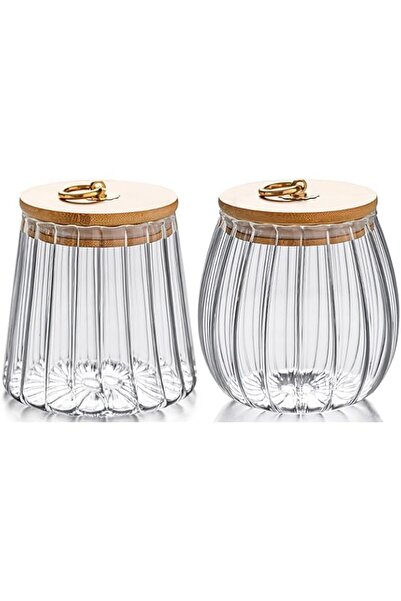 Generic Oasisgalore Small Glass Coffee Nut Jar,Airtight Storage Jar Petal Decoration Container with Bamboo L