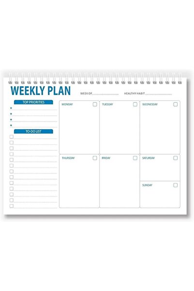 Generic Weekly Planning Pad - 52 Sheets Wirebound Workbook for Meals, Groceries, Food, Weight Loss, Learning