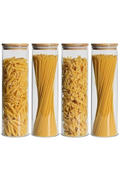 Generic RRong Glass Storage Jar with Bamboo Lids,Set of 4,Kitchen Food Storage Containers,Glass Cereals Cani