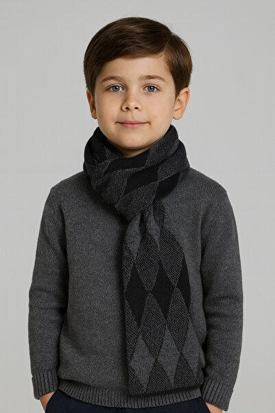 Sebir Moda Baklava Patterned Knitwear Children's Scarf (5-10 Years Old, 30X140Cm)