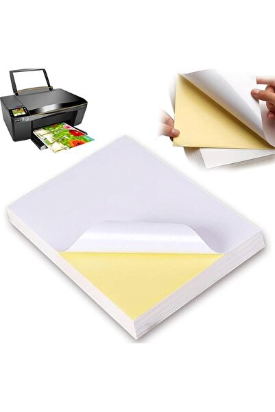 Generic A4 Sticker Paper 100 Sheets, Self-Adhesive Glossy White Sticker Printer Paper, Waterproof Double Lay