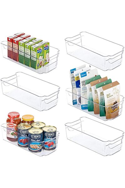 Generic Orchid M Refrigerator Organizer Bins - 6pcs Clear Plastic Bins For Fridge, Freezer, Kitchen Cabinet,