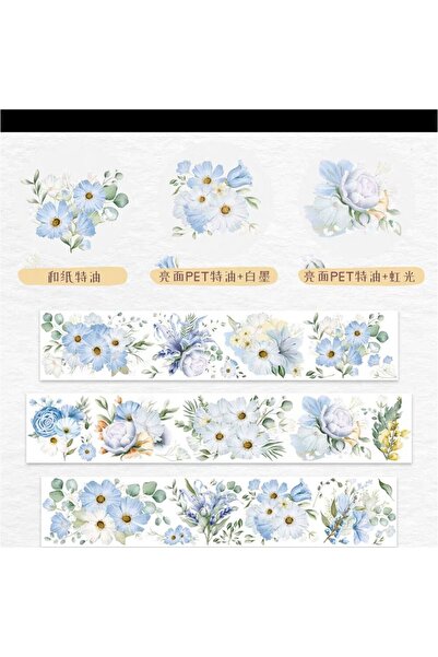 İthal L21-WT 100cm bandă PET cu flori albastre