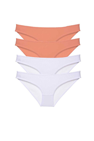 Royaleks 4 Pieces Eco Set Lycra Women's Slip Panties Powder White