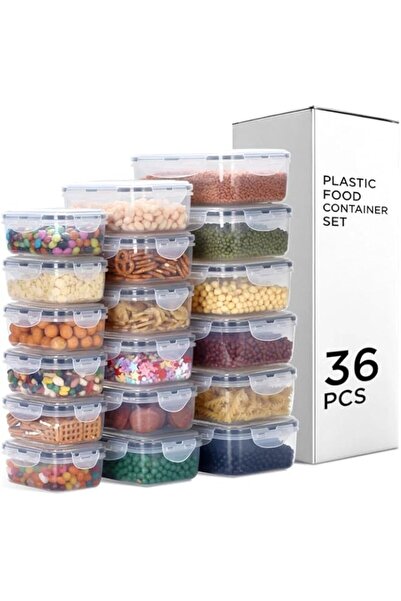genric SILVIX | 36 PCS PLASTIC FOOD CONTAINER SET (18 CONTAINERS + 18 LOCKING AIRTIGHT LIDS) | Rectangular