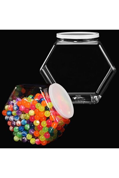 genric Hexagonal Plastic Candy Jar, with Lid Clear Cookie Jars Hexagon Cookie...