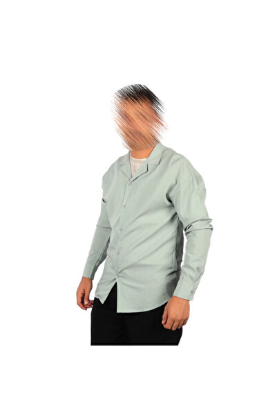 Red Planet Men’s Short-Sleeve Shirt with Artistic Vertical Pattern