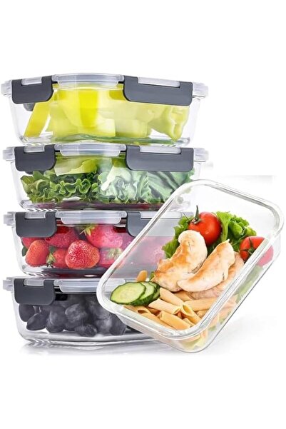 genric أميروفو | مجموعة من ٥ قطع، ١٠٤٠ مل | حاويات زجاجية لتحضير الوجبات، حاويات زجاجية لتخزين الطعام بأغطية، طعام