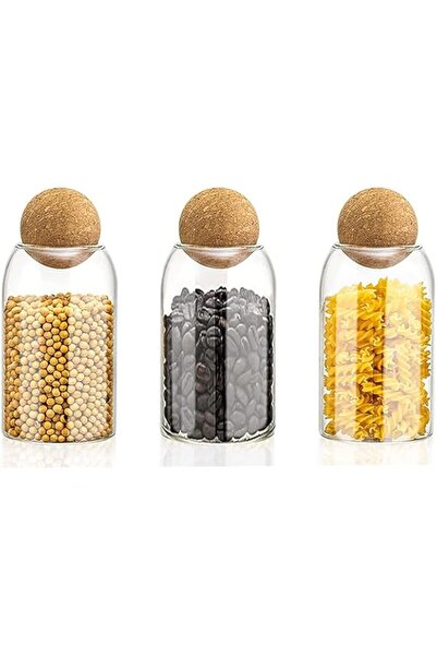 genric i Glass Jar with Ball Cork Lid, Glass Canister with Wood Lid, Storage Container Jars for Coffee, Tea
