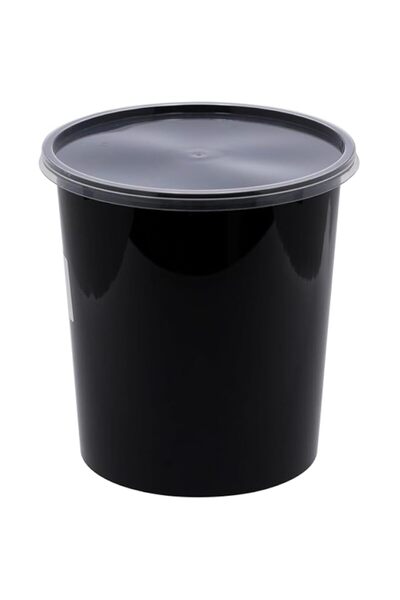 genric عبوة باكويل دائرية الشكل للميكروويف بقاعدة سوداء وغطاء شفاف، 200 قطعة، سعة 1000 مل، لون أزرق