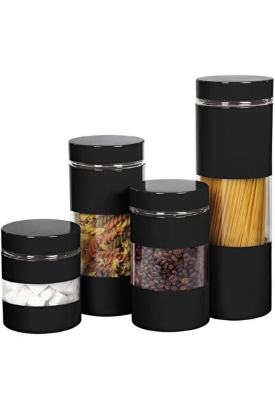 genric مجموعة أوعية زجاجية ذكية من هوم سمارت، ٤ قطع، بغطاء محكم | مجموعة أوعية تخزين طعام، منظم مطبخ للتوابل