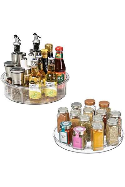 genric ديكوستاتيو مقسمة ليزي سوزان عبوة من قطعتين، منظم تخزين شفاف دوار بزاوي...