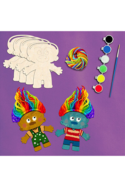 KİDEWO Figür Ahşap Boyama Etkinlik Seti + Eğitici Çocuk Aktivite + Fırça + Akrilik Boya Kreş Okul Öncesi