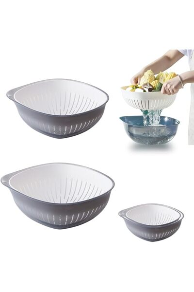 genric مجموعة مصفاة مطبخ 2 في 1 مع مصفاة وعاء، مصفاة طعام بلاستيكية كبيرة الس...