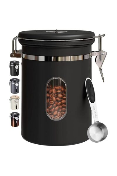 genric علبة قهوة أنكيلا سعة 1800 مل مع نافذة، حاوية محكمة الإغلاق لتخزين الطع...