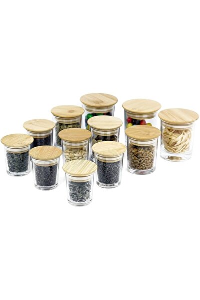 genric AL WARA BOTTLES Glass Storage Jar with Wooden Lids Food Jars Kitchen F...