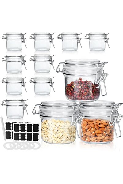 genric SKYLINK 7 oz Glass Jars with Airtight Lids 12 Pcs, Small Mason Jars with Hinged Lids for Kitchen Sto