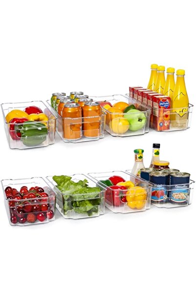 genric صناديق تنظيم الثلاجة من هوجو - 8 قطع، طول 12.5 بوصة، شفافة