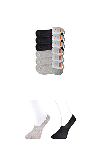 HarmonyAura Black And Gray Men's Ballerina Socks 6 Pairs