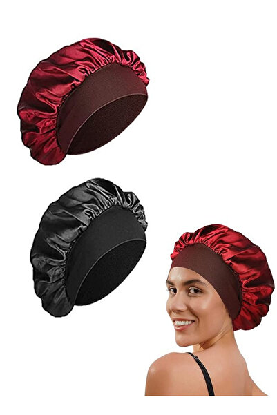 Generic 2-piece set large satin elastic sleep cap