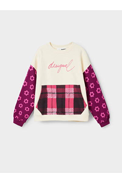 Desigual Φούτερ για κορίτσια 23WGSK10 Εκρού, πολύχρωμο